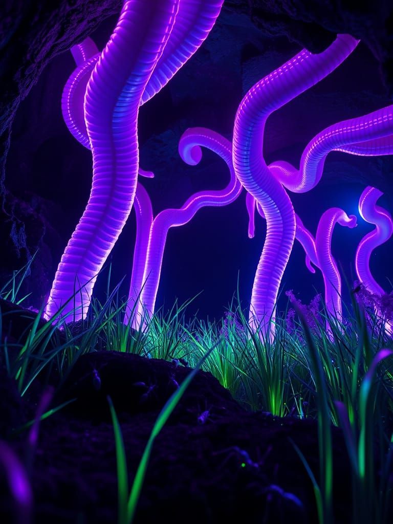 Bioluminescent Worms Rising from the Depths