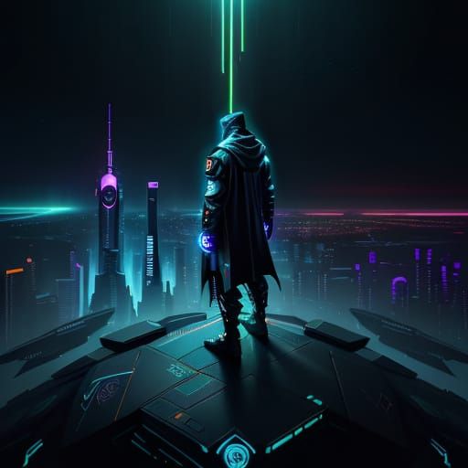 Cosmic Cityscape in Cyberpunk Style