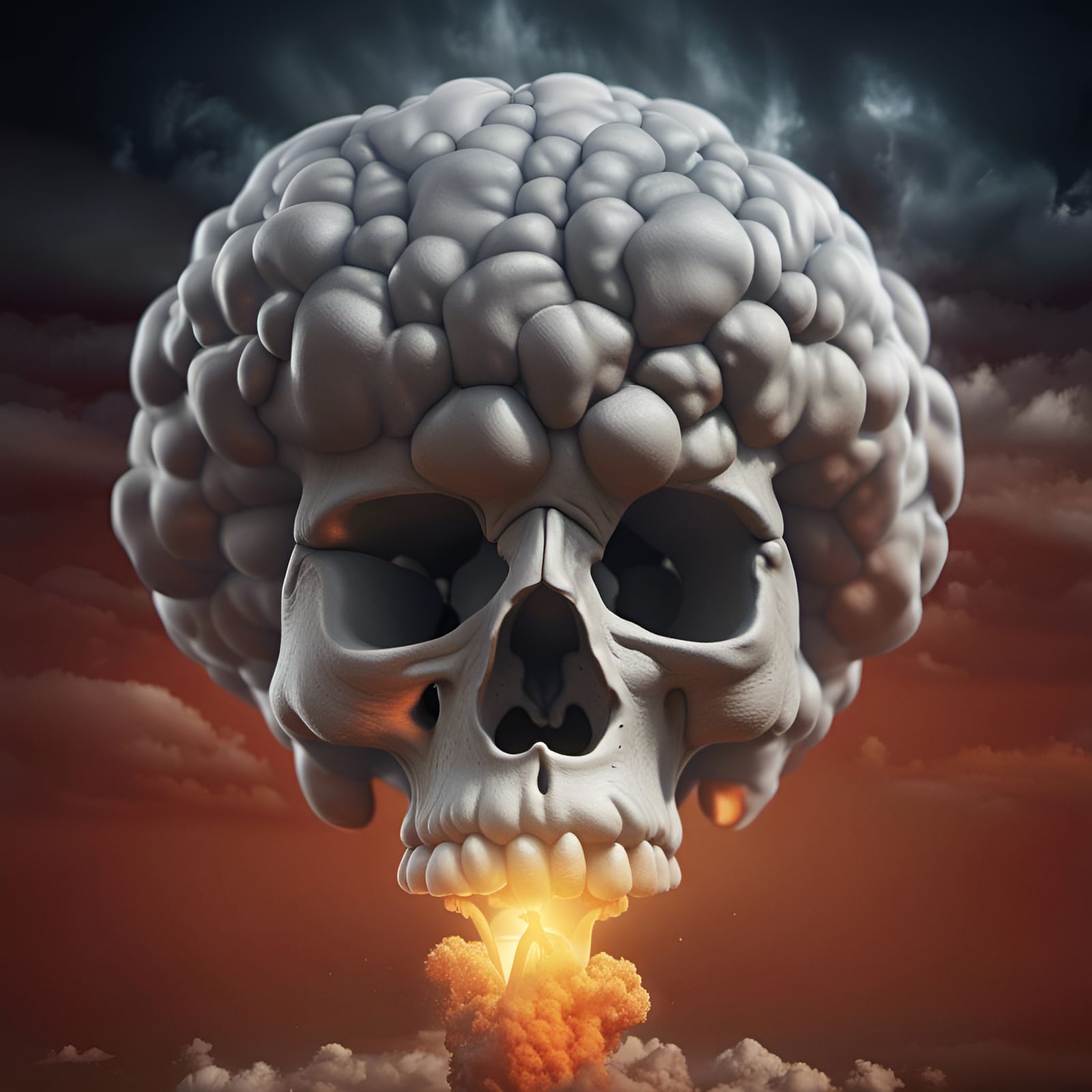 Atomic Skull Face in Nuclear Explosion
