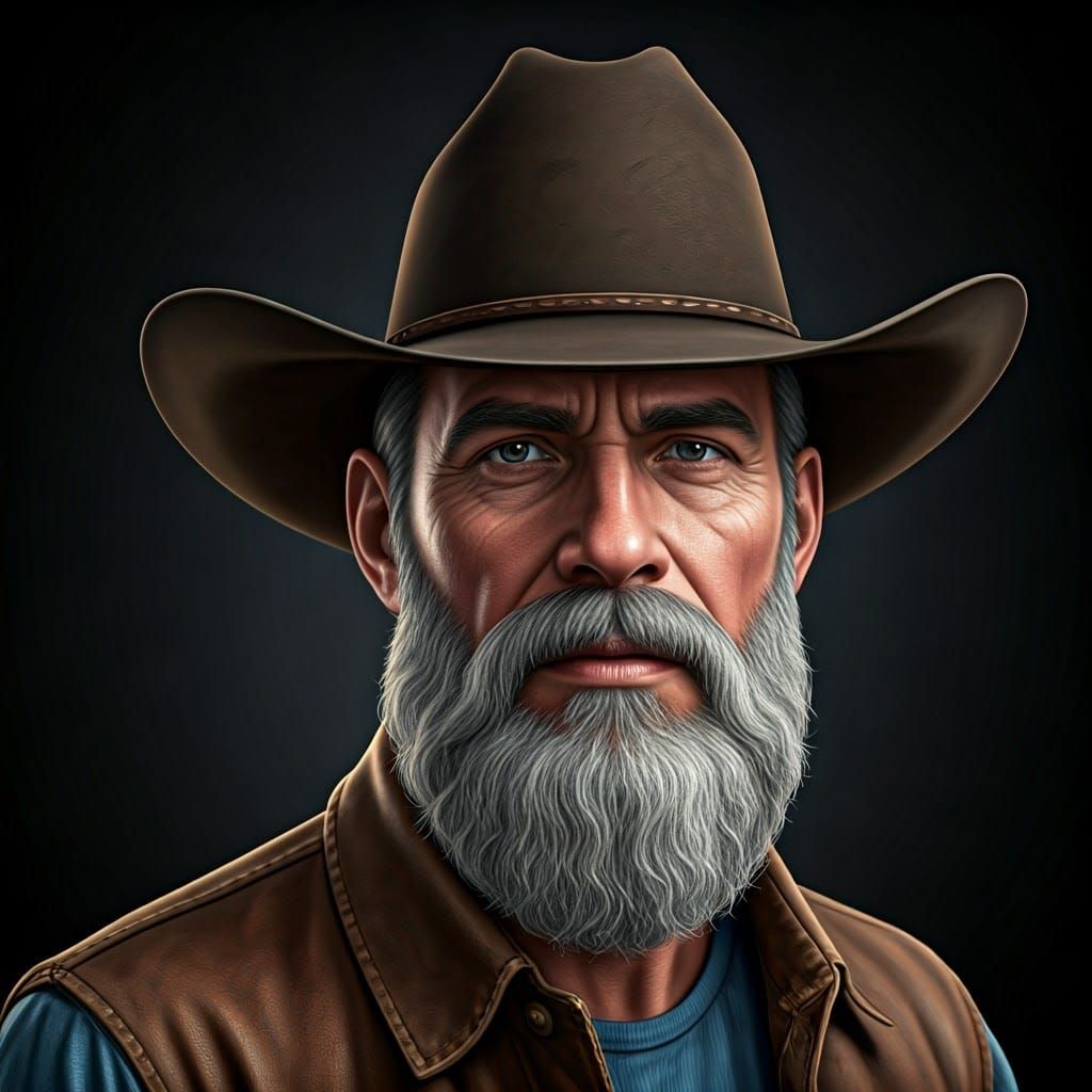 Surreal Cowboy Mouth Close-Up Digital Art