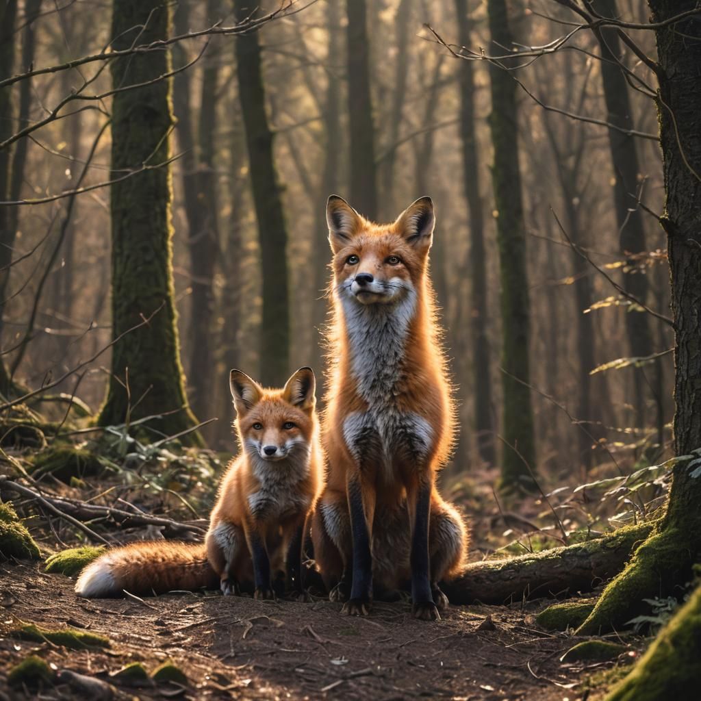 Fox in Forest: Beautiful Lighting Close-up