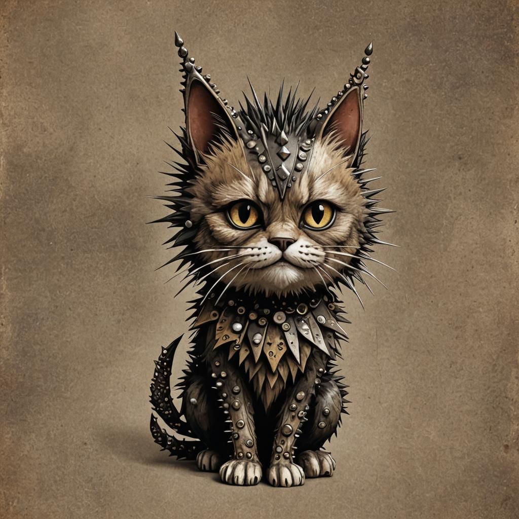 Spiky Hobo Penny Cat Whimsical Illustration
