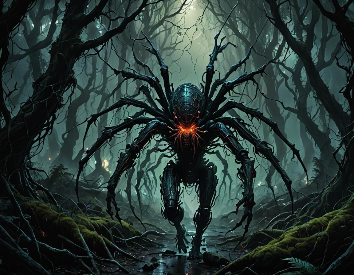 Dark Fantasy Forest Run in Electric Storm