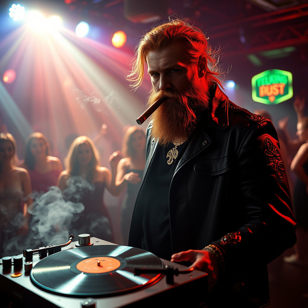 Mystical Celtic DJ in Crimson Haze