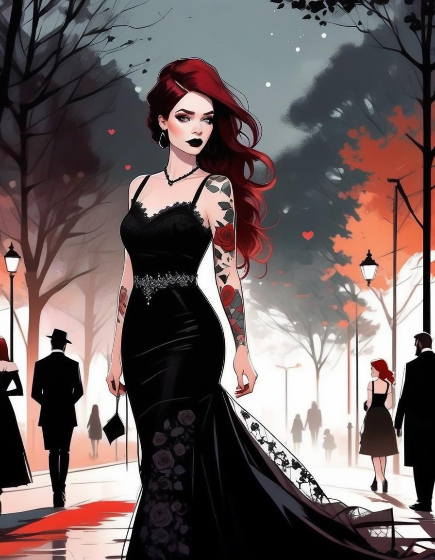 Gothic Bride Cartoon Character Concept