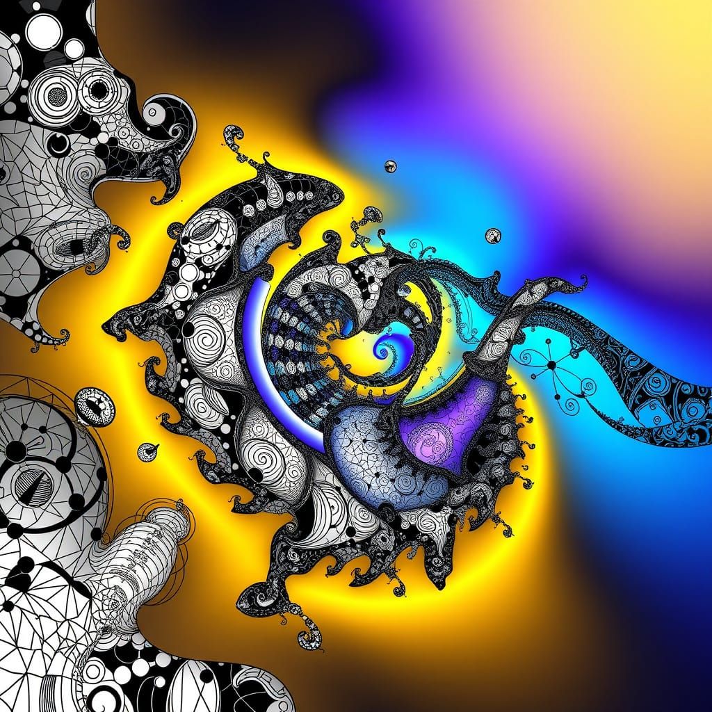 Abstract Vector Fractal in Zentangle Style