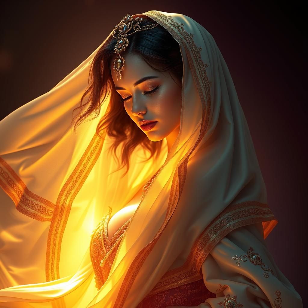 Radiant Woman Exuding Love in Hyperrealistic Digital Art