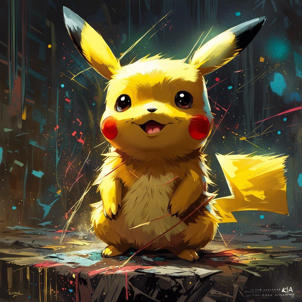 Adorable Pikachu Portrait in Digital Art Style