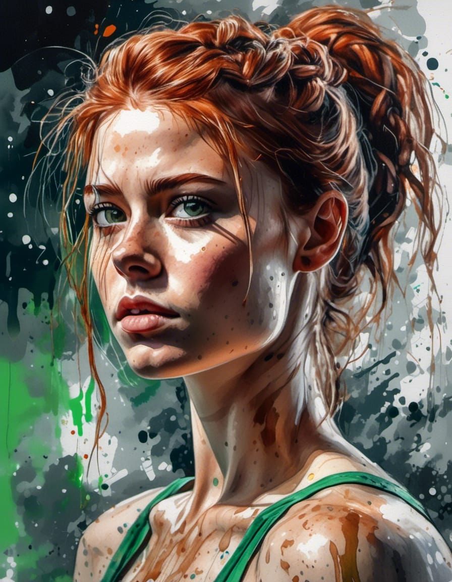 Hyperrealistic Young Woman Working Out in Gym