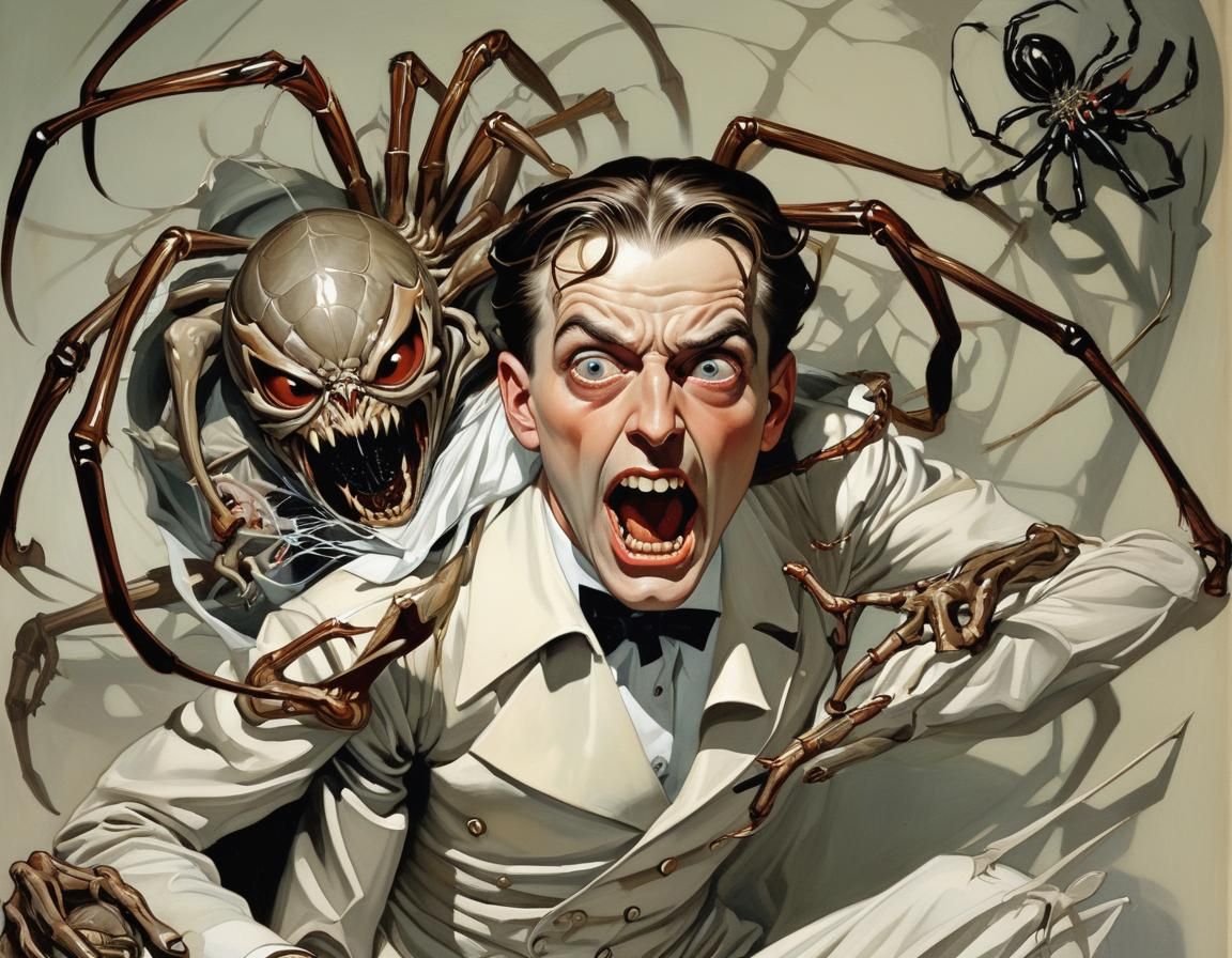 Arachnophobia Nightmare: Vintage Illustration of Fear