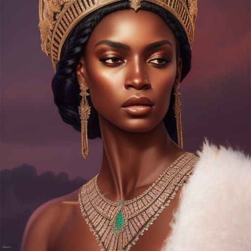 Nubian Queen Portrait with Luminous Details
