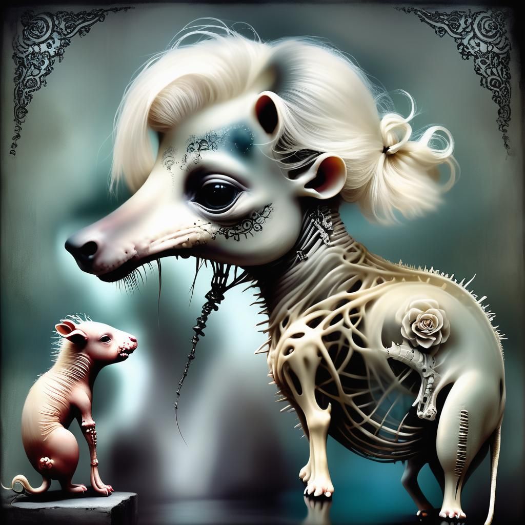 Capybara and Marilyn in Giger-esque Style