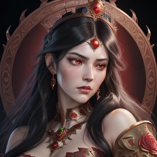 Fierce Queen Portrait in Hyperdetailed Style