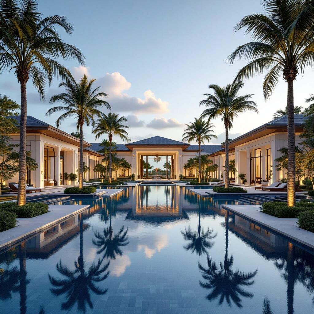 Luxurious Resort Invitation with Elegant Reflections