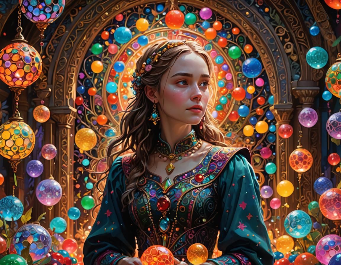Juliet Surrounded by Orbs of Love: Hyperrealistic Concept Ar...