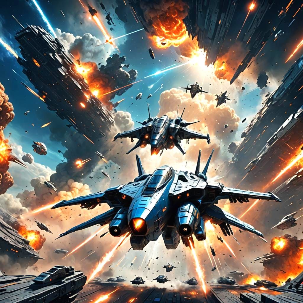 Futuristic Battlefield with Advanced Aircraft in 8K