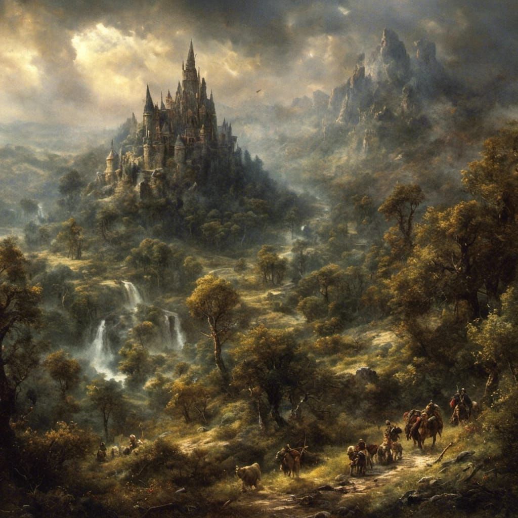 Hellish Fantasy Landscape in Light Fantasy Style