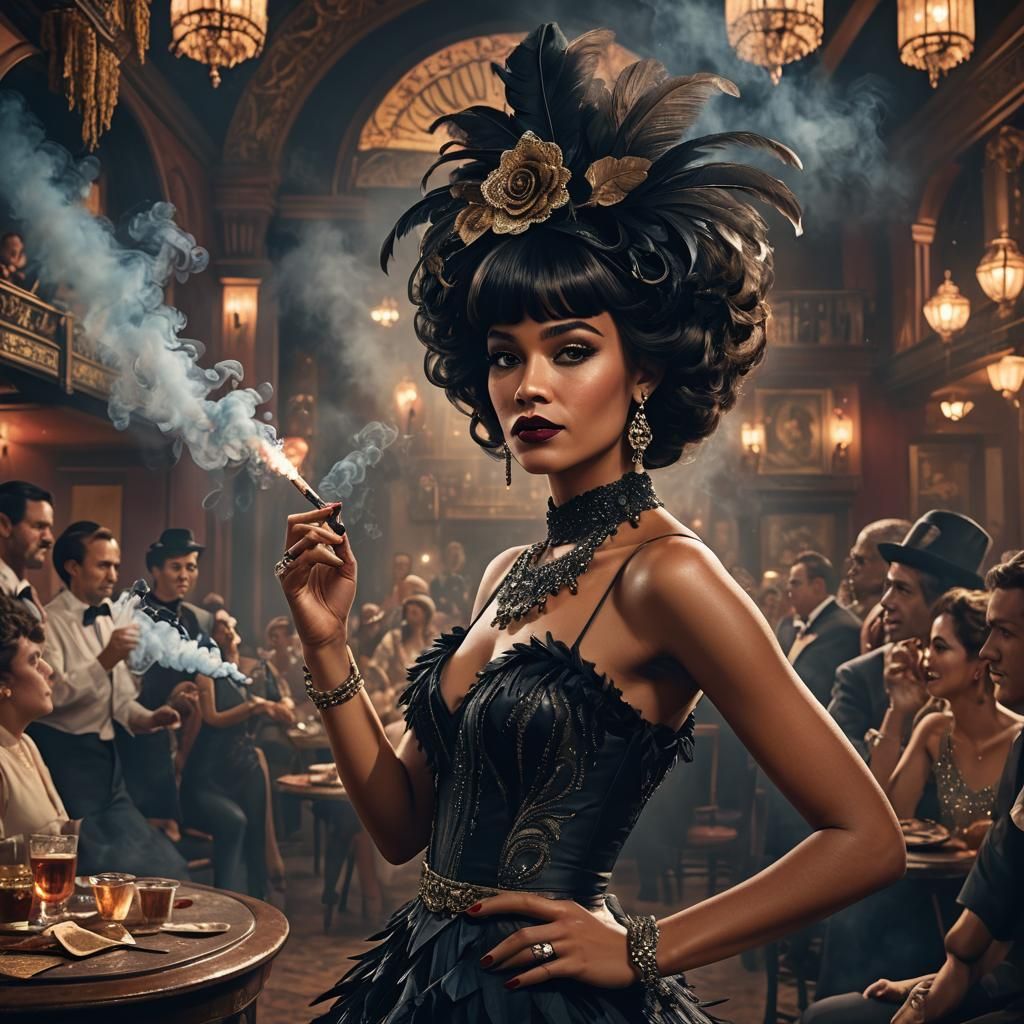 Flapper Girl Dancing Charleston, Detailed Digital Painting