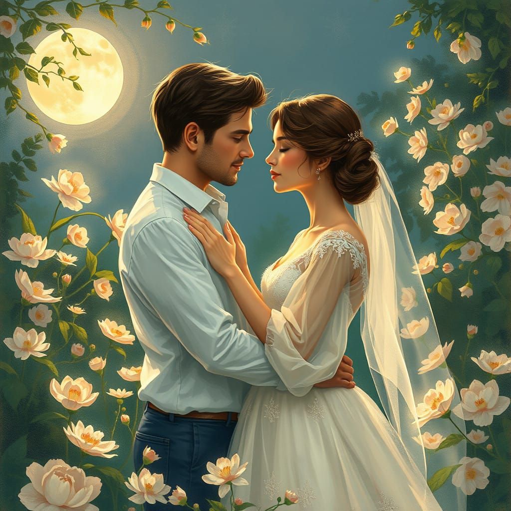 Dreamy Couples in a Moonlit Garden