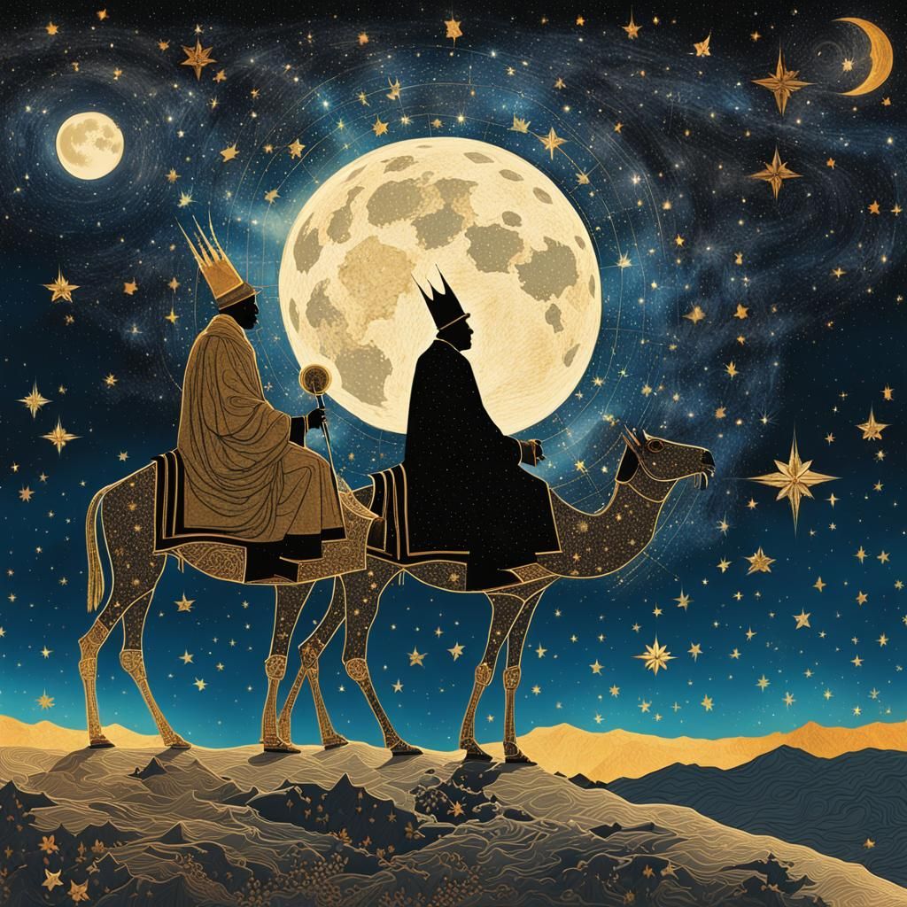 Starry Night Dissolution: Three Wise Men Silhouette