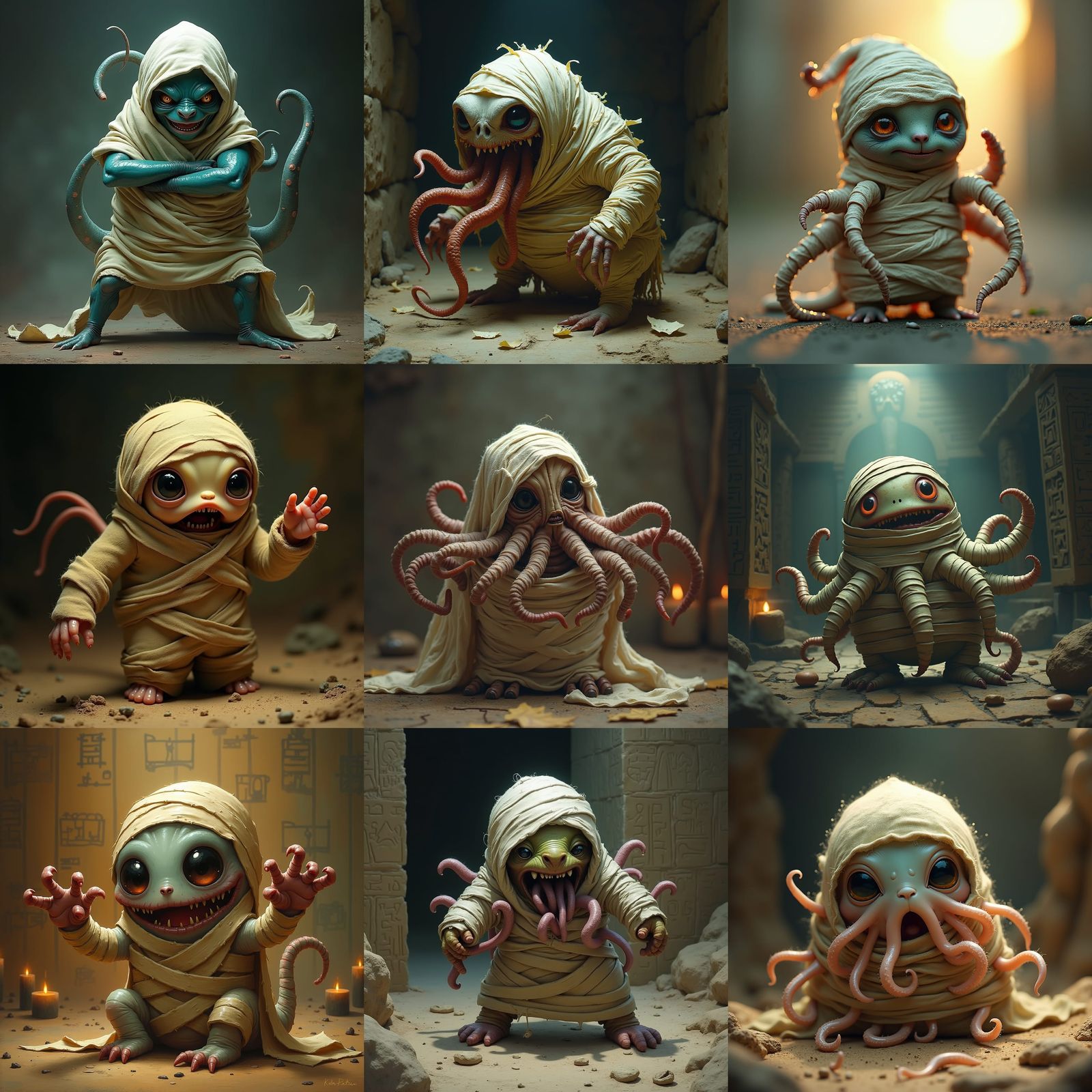 Cute Tentacled Monster's Mummy Costume Mishap