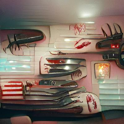 Sinister Knife Collection in 1950s Diner
