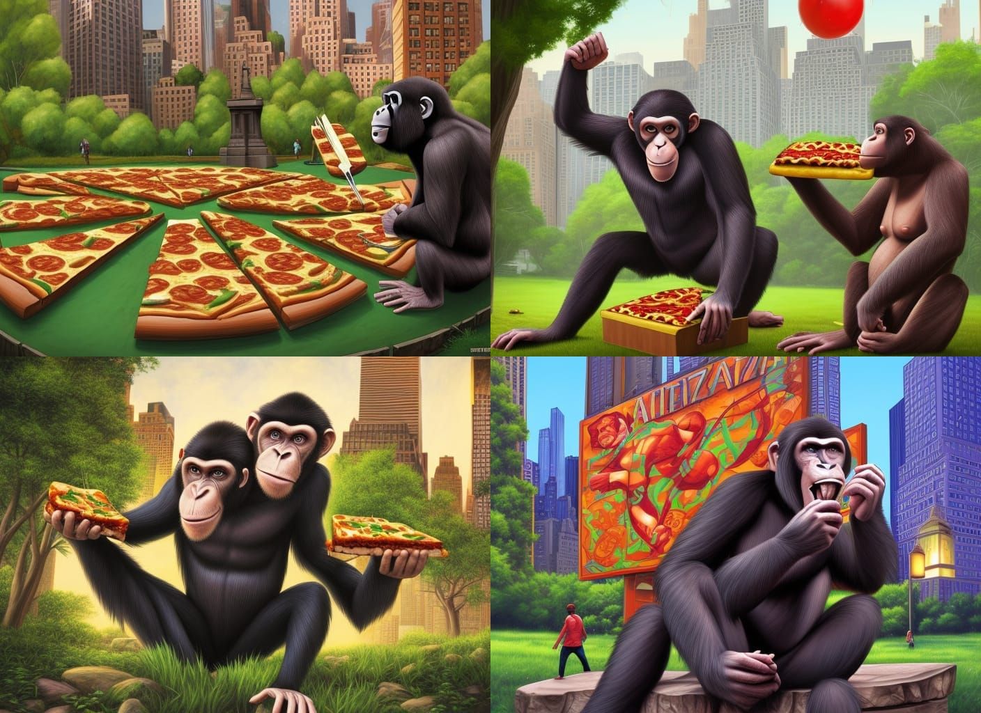 Ape Enjoys Pizza: Comic Book Art in Central Park