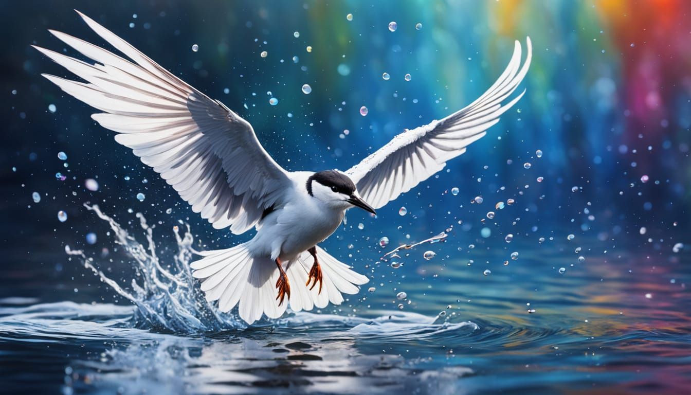 White-Winged Tern in Flight: Hyperrealistic Concept Art