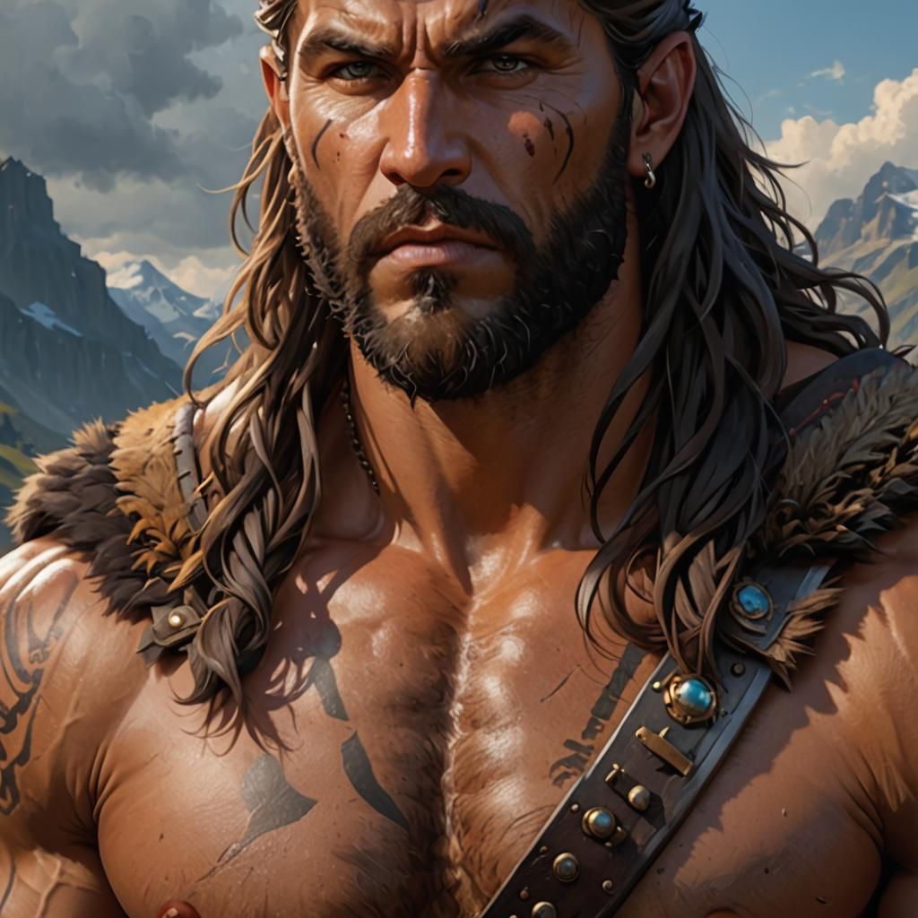 Epic Barbarian Portrait with Dynamic Lighting