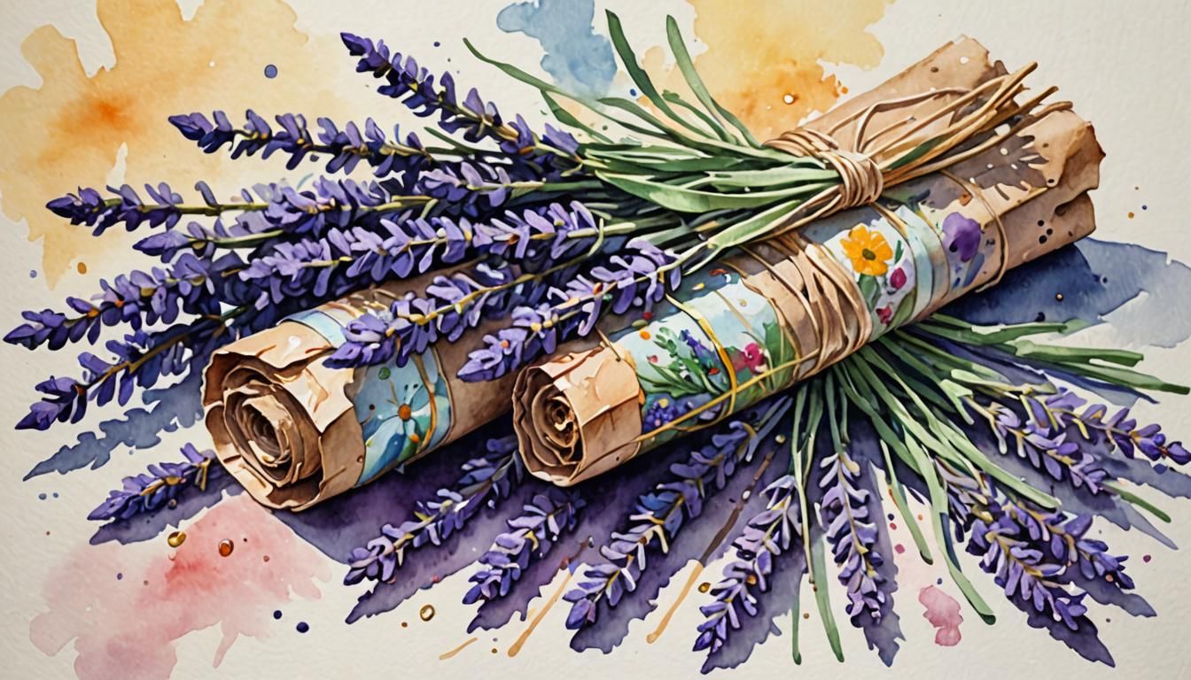 Floral Smudge Stick Drawing in Impressionist Gouache