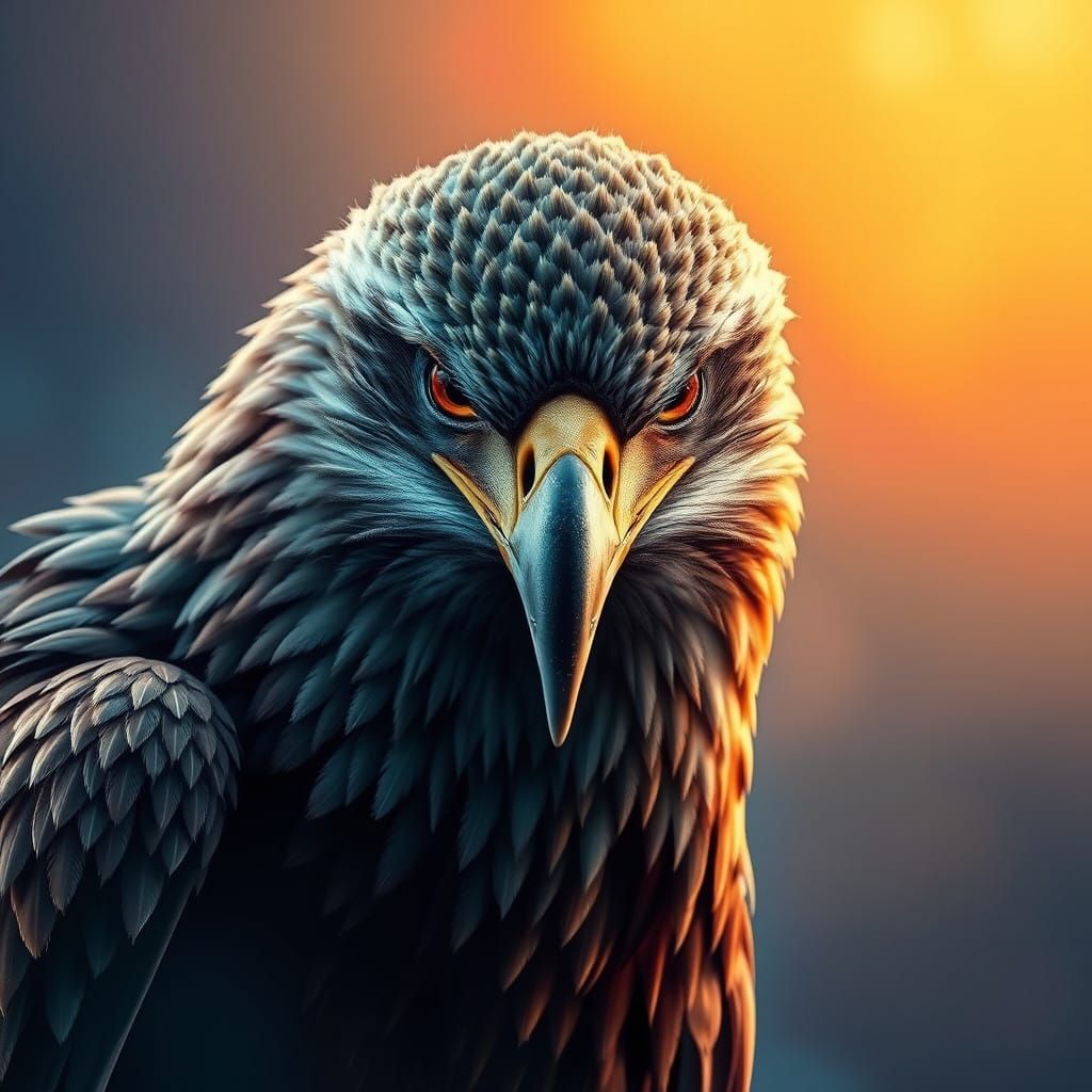 Hyperrealistic Eagle Concept Art with Futuristic Landscape