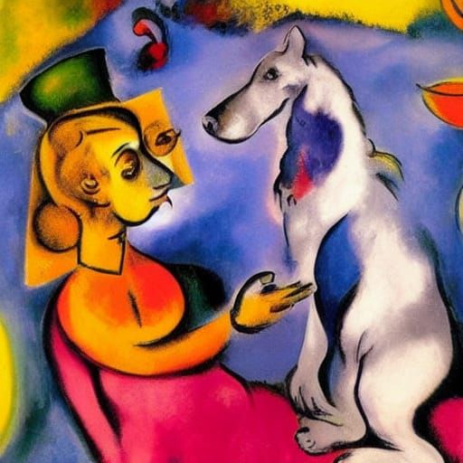 Vampire Lord and One-Legged Dog in Fauvist Style
