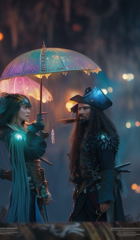 Pirate Warrior Sorceress and Pirate Lord Embrace