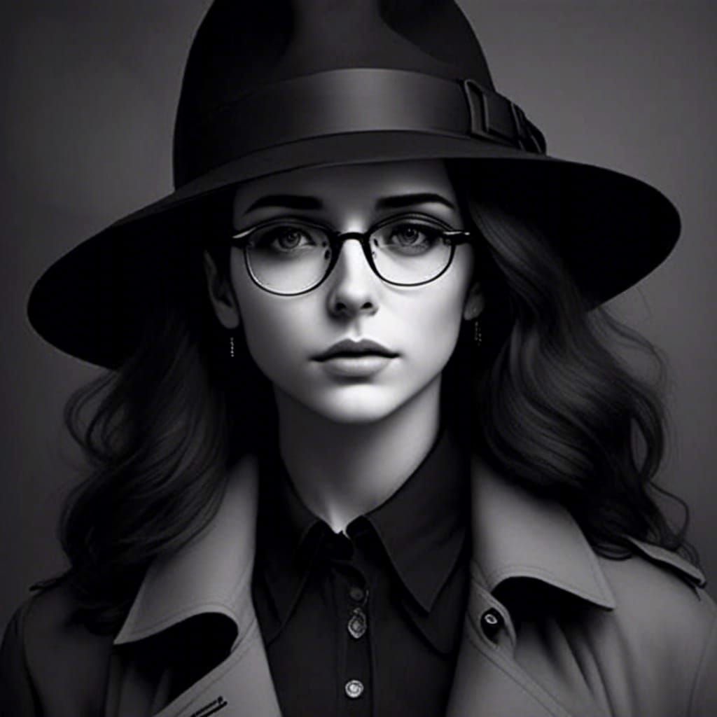 Striking Noir Portrait of Woman in Fedora