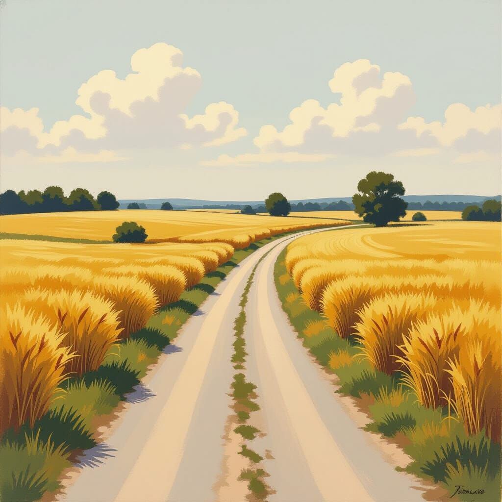 Winding Road Through Golden Wheat Fields