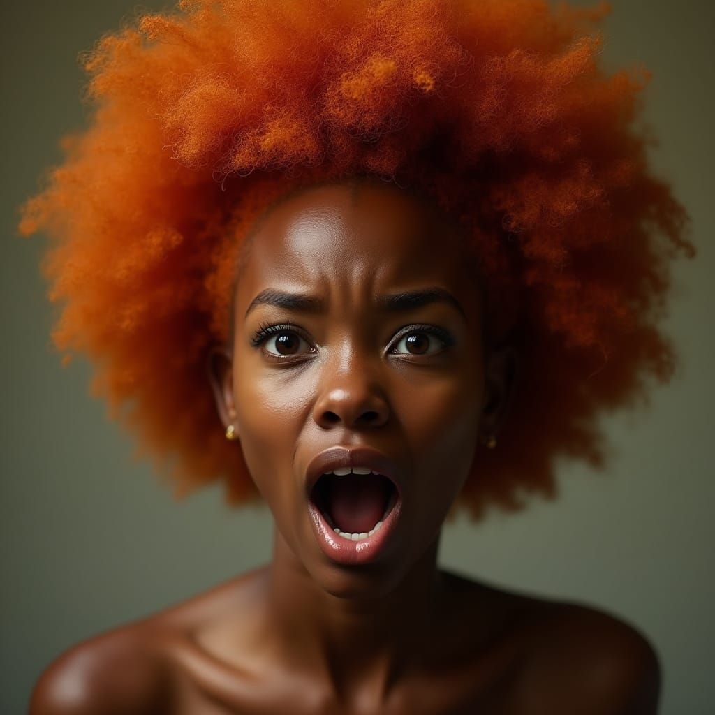 Surreal Portrait of a Young Woman in Intense Emotion