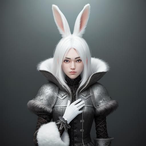 Girl with Bunny Ears in Hyperrealistic Style