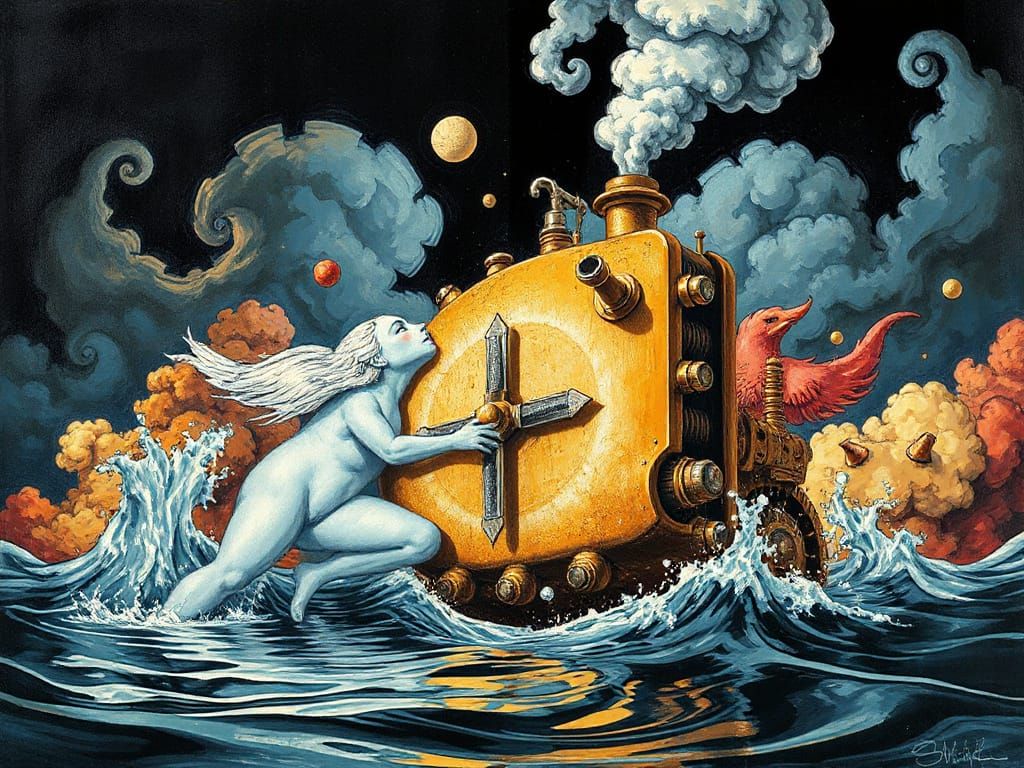 Steampunk Checkmate in Whimsical Water