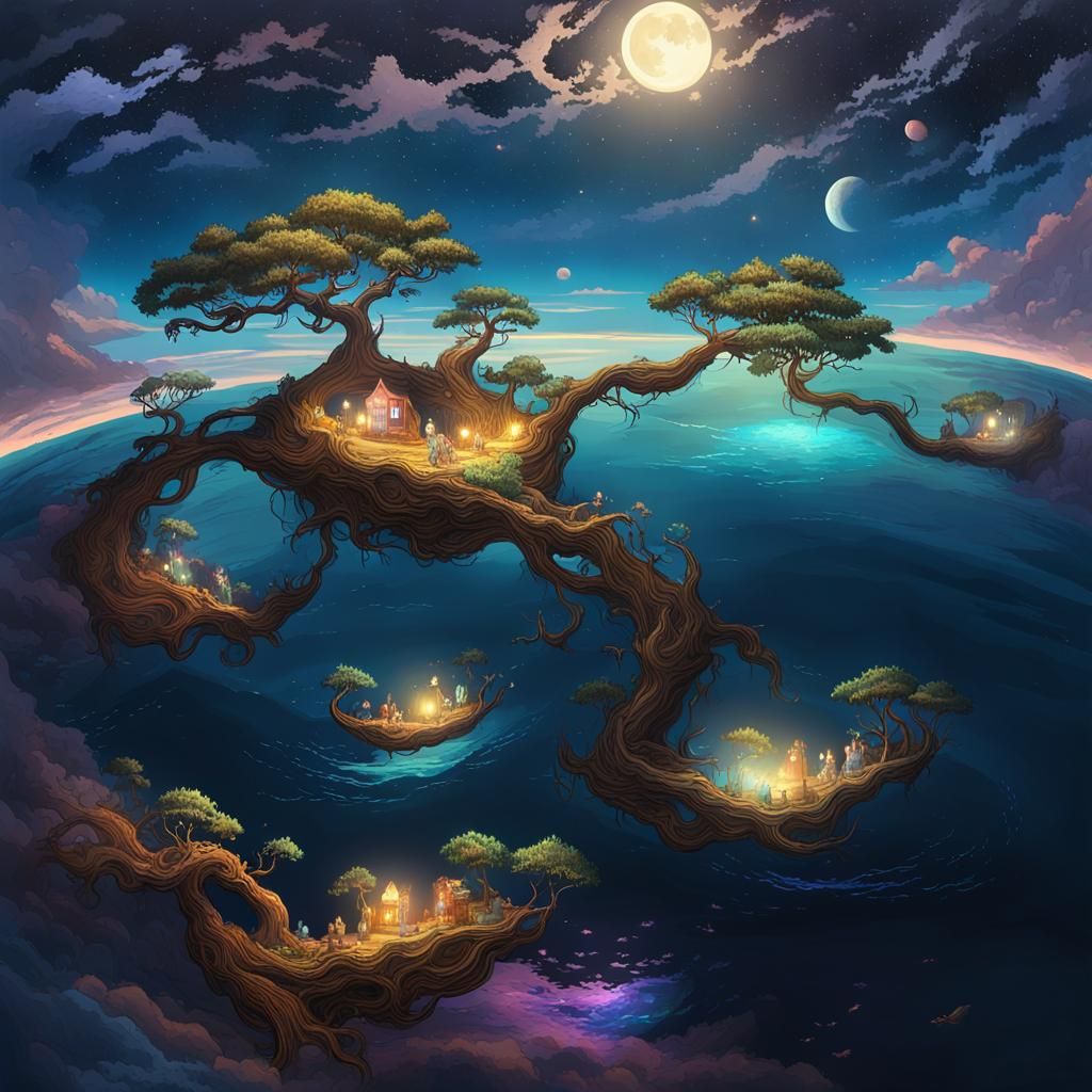 Floating Islands Over Ocean of Memories in Space
