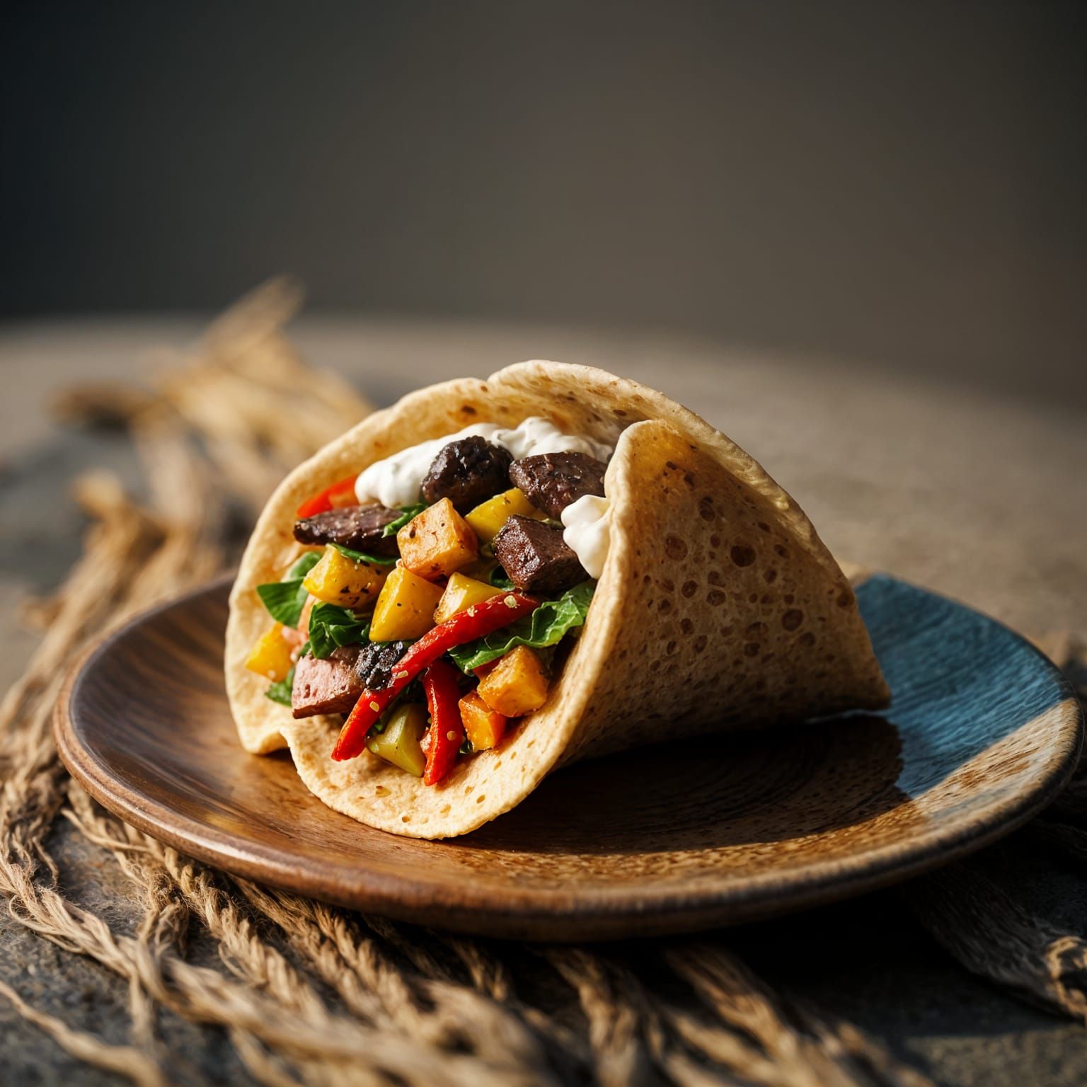 Delicious Gourmet Taco in Desert Atmosphere, 3D Render
