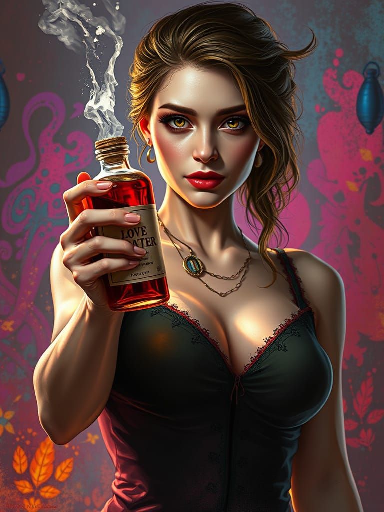 Enchanting Love Potion in Vibrant Hyperrealistic Art
