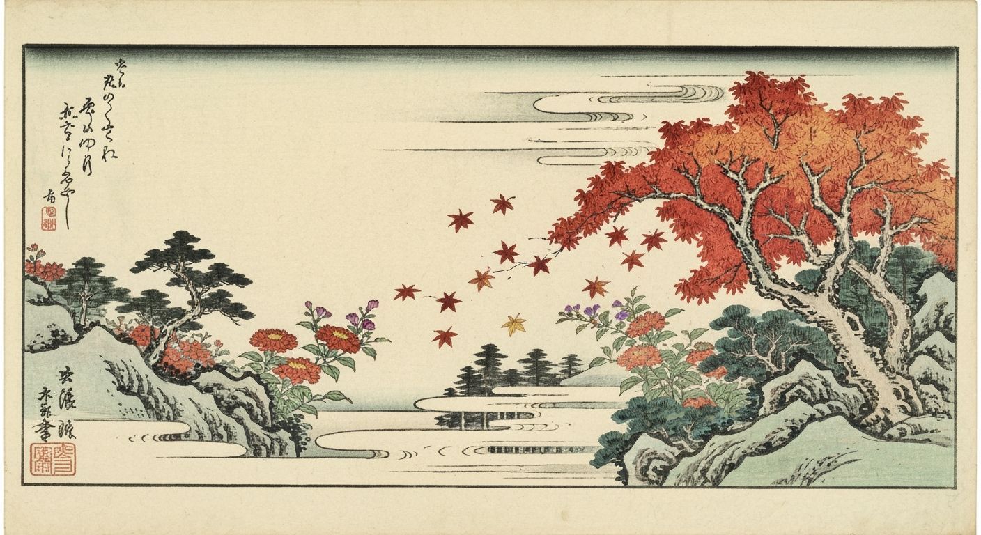 Dramatic Autumn Landscape in Japanese Folio Style