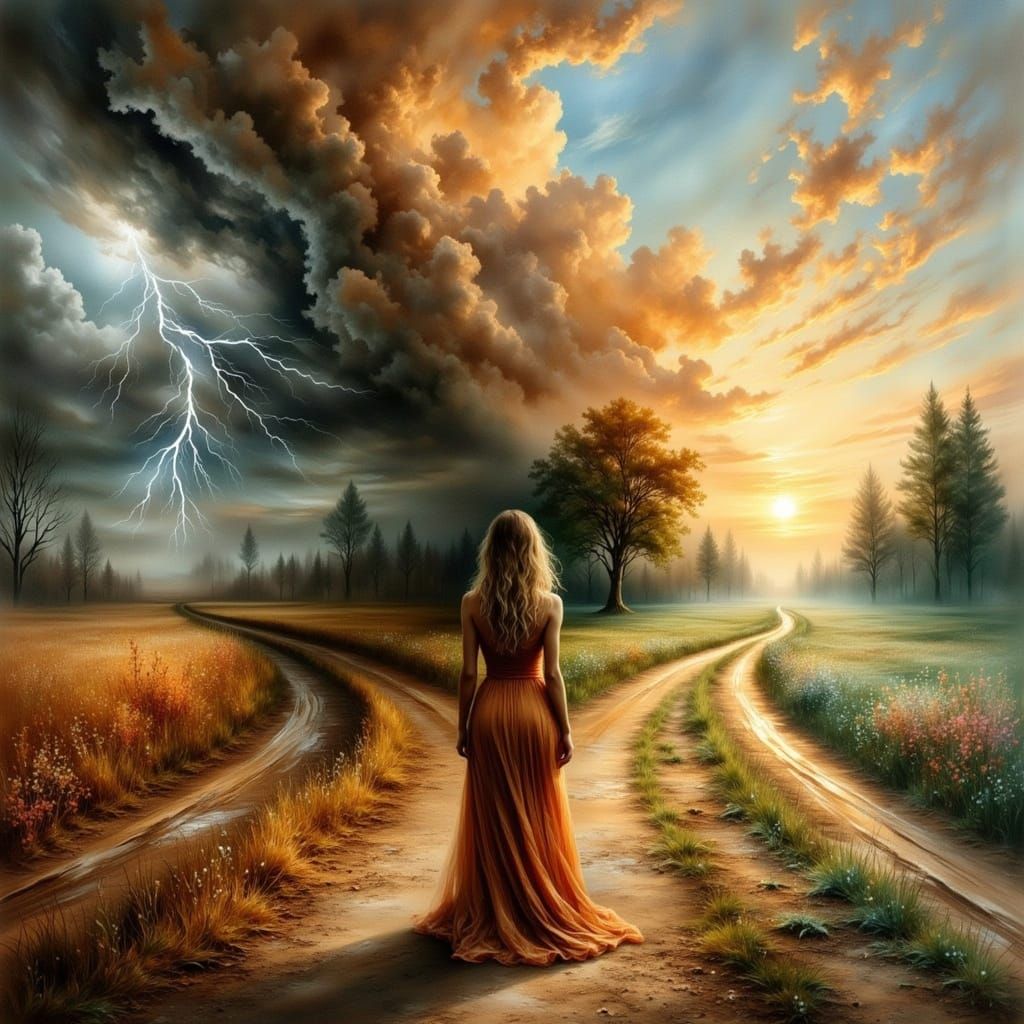 Path of Light and Darkness in a Rich Tapestry of Earth Tones