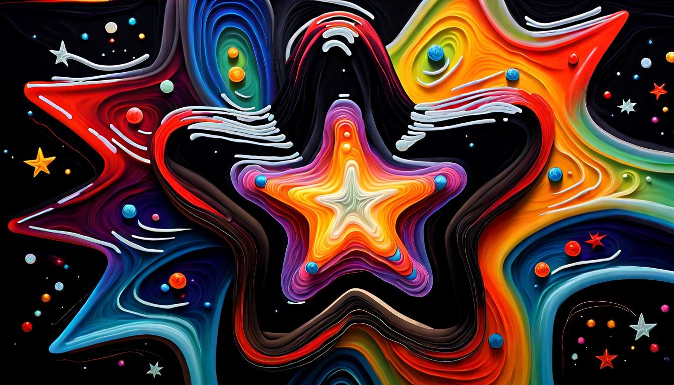 Electromagnetic Jelly Coils Surround Newborn Star as Impasto...