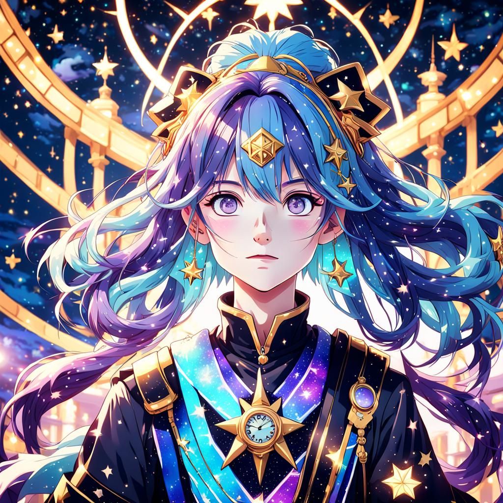 Magical Anime Girl Portrait in Moe Style