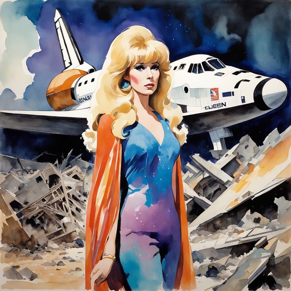 A Weeping Woman Surveys the Ruins of a Futuristic NASA Facil...