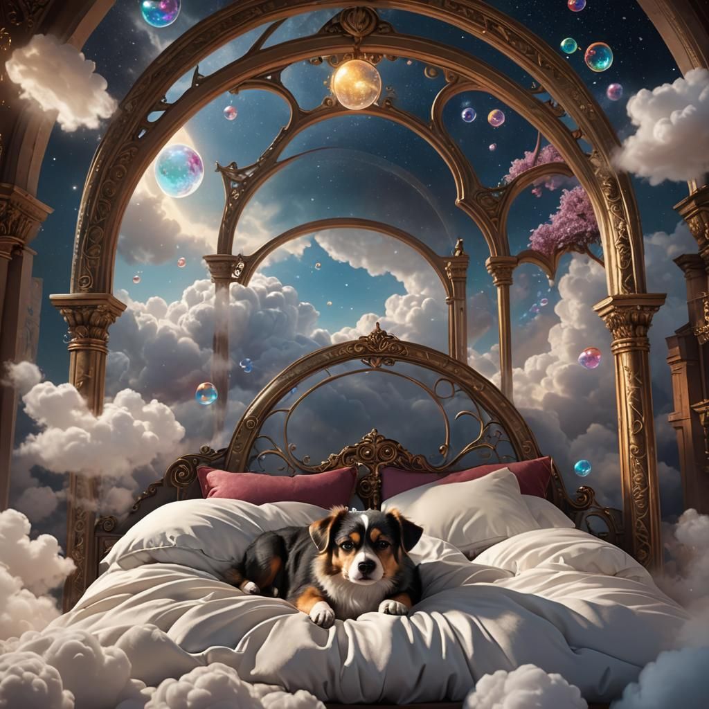 Dog's Dream of Playtime, Detailed Matte Painting