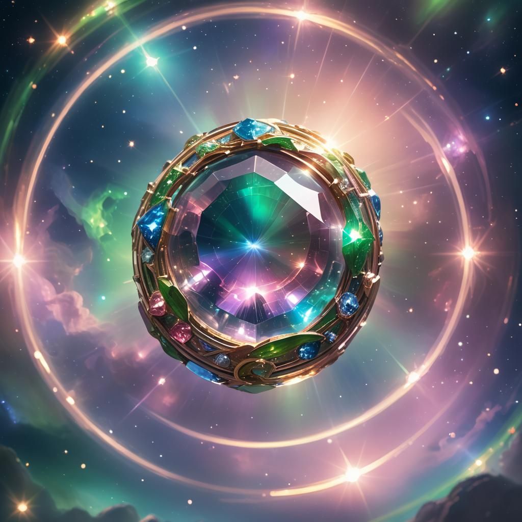Cosmic Gemstone Radiates Ethereal Glow
