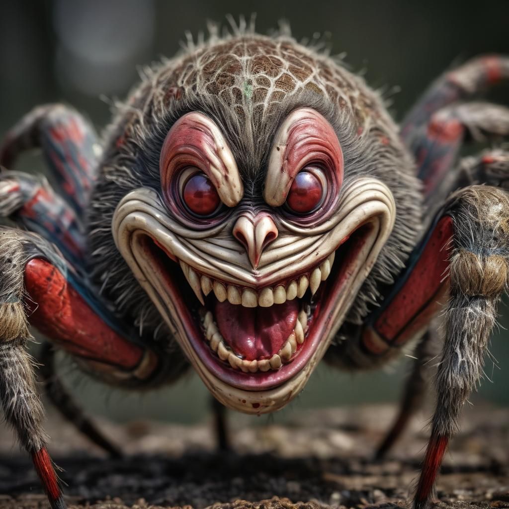 Hyperrealistic Zombie Monkey Monster Clown Orb Weaver