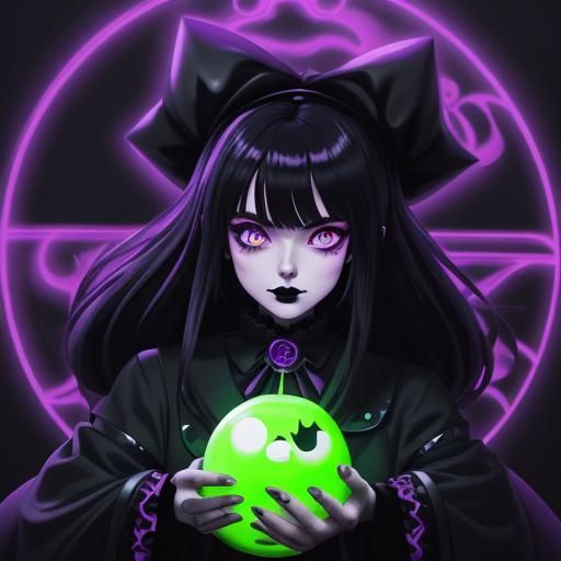 Anime Portrait of a Goth Witch with Cauldron
